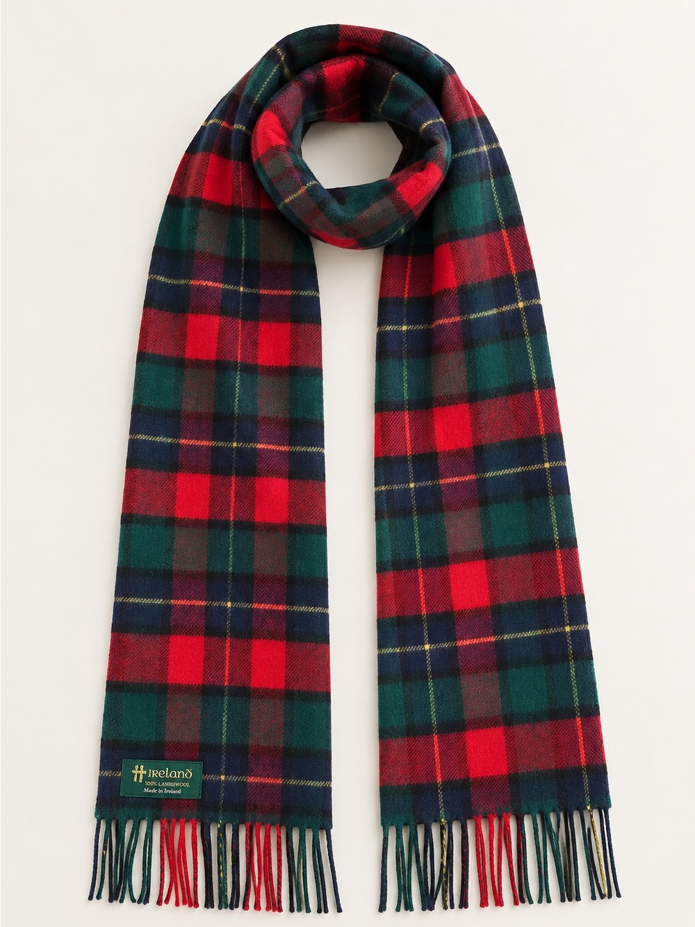Vintage L.L.Bean John Hanly Ireland Lambswool Tartan Plaid Scarf